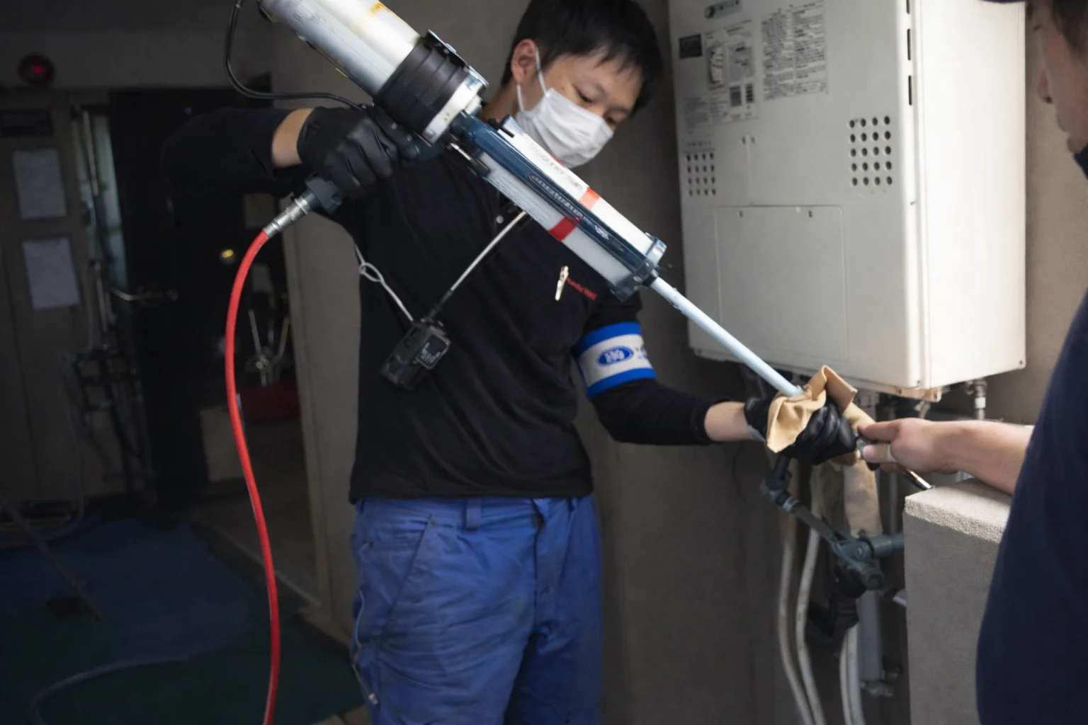 ライニング材注入作業